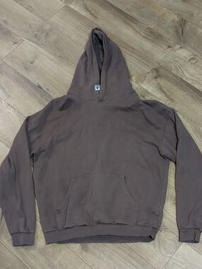 Thirty Years oversized cotton heavyweight brown hoodie Mens Size L